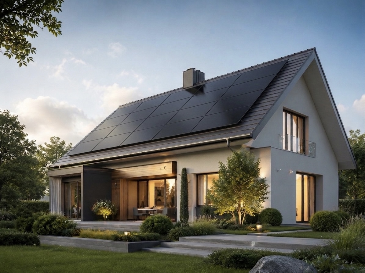 Modernes Wohnhaus mit Photovoltaikanlage